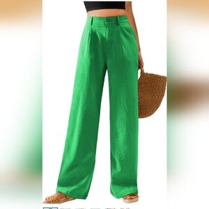 Elegant Green Women's Wide-Leg Pants